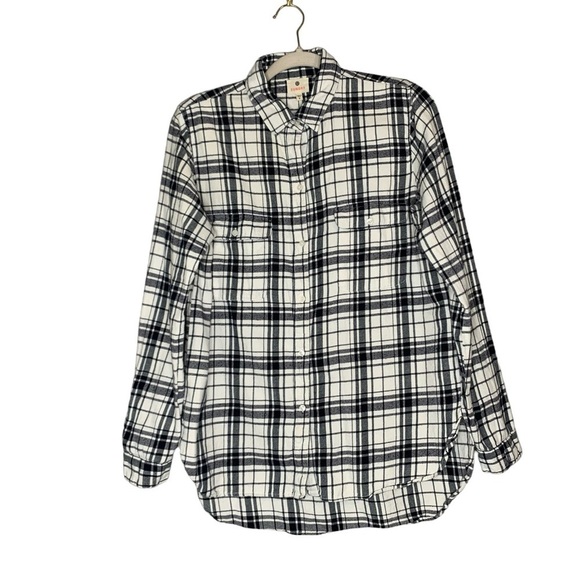 Sundry navy white plaid flannel button down. Size 2 (8-10) M‎ - Picture 1 of 9